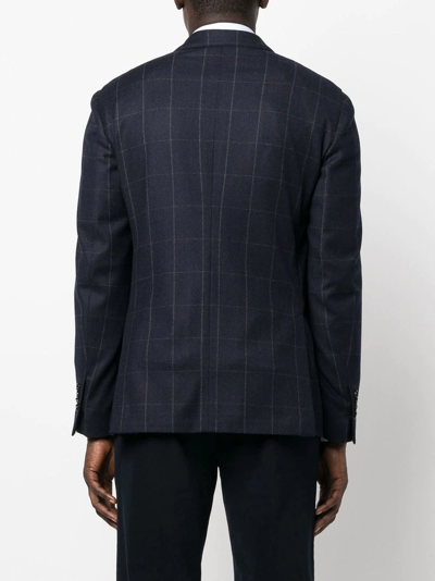 Lardini Double-breasted Checked Blazer In Blau