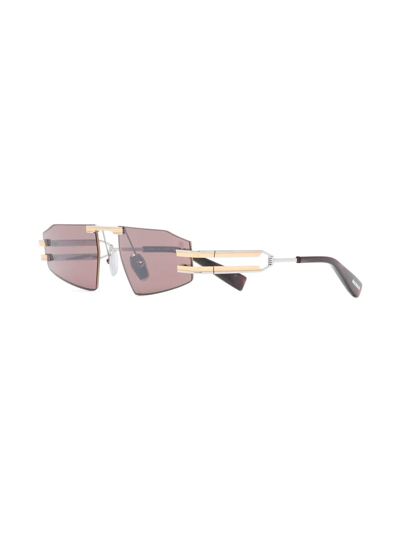 Balmain Eyewear Rectangle Frame Sunglasses In Gold