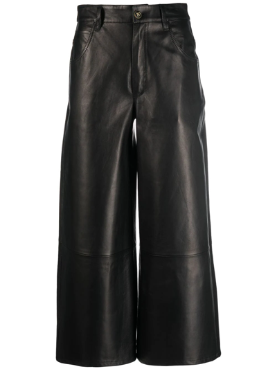Shop Etro Wide-leg Cropped Trousers In Schwarz