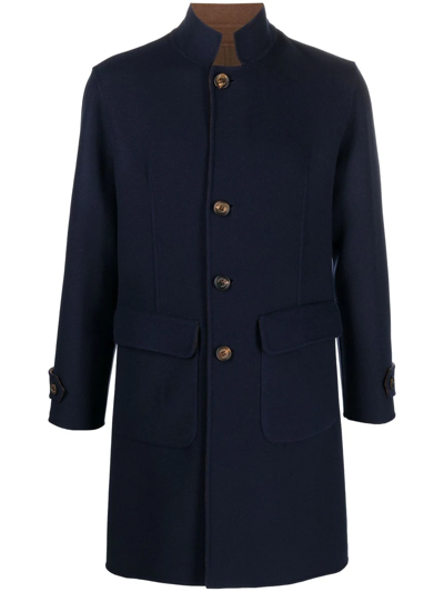 Shop Eleventy Reversible Single-breasted Coat In Blau
