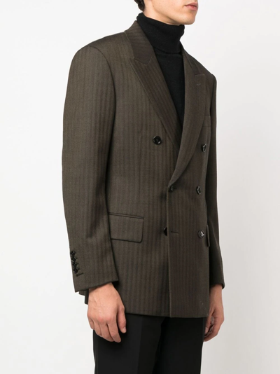 Shop Tom Ford Striped Double-breasted Blazer In Grün