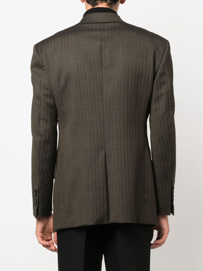 Shop Tom Ford Striped Double-breasted Blazer In Grün