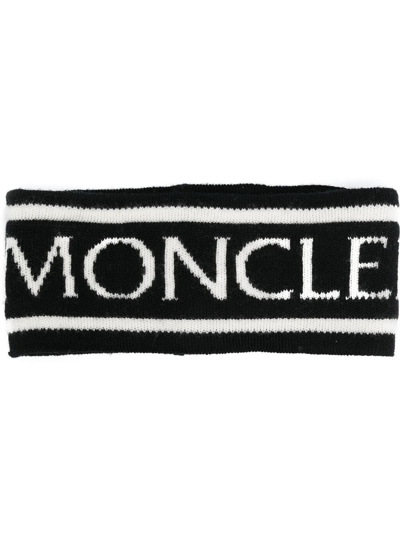 Moncler Logo Intarsia-knit Headband In Black | ModeSens