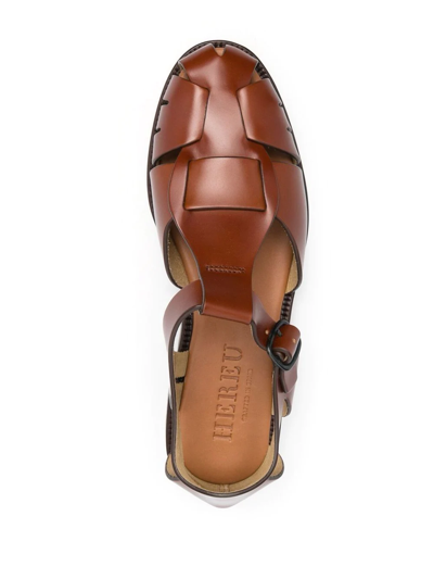Shop Hereu Buckle-fastening Cut-out Sandals In Braun
