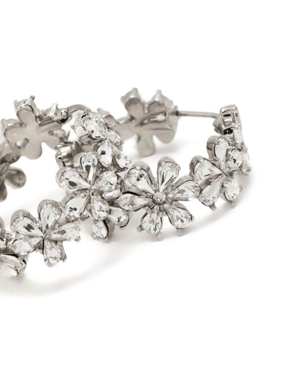 Shop Amina Muaddi Lily Mini Flower Hoop Earrings In Silver