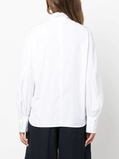 Shop Alberto Biani Roll-neck Long-sleeve Blouse In Weiss