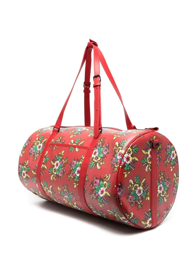 Shop Kenzo Large Courier Floral-print Duffle Bag In Rot