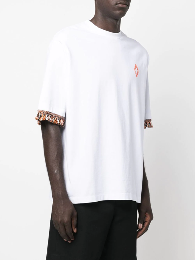 Marcelo Burlon County Of Milan Fringed-trim T-shirt In Weiss
