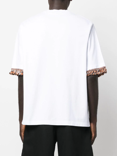 Marcelo Burlon County Of Milan Fringed-trim T-shirt In Weiss