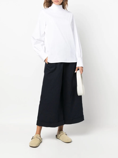 Daniela Gregis Wide-leg Cropped Cotton Trousers In Blau