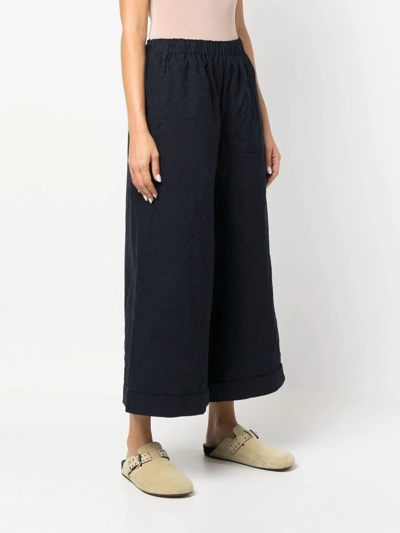 Daniela Gregis Wide-leg Cropped Cotton Trousers In Blau