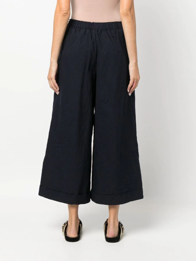 Daniela Gregis Wide-leg Cropped Cotton Trousers In Blau