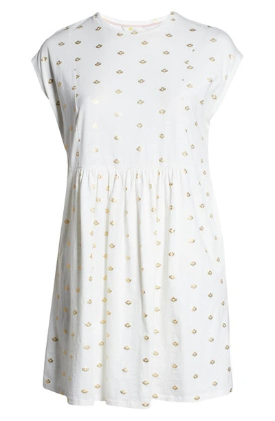Shop Boden Cotton Jersey T-shirt Dress In Ivory And Gold Foil