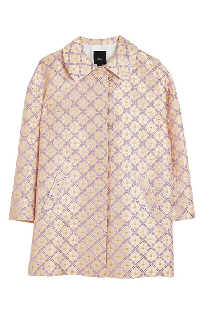 River Island Floral Jacquard Longline Jacket In Medium Pink