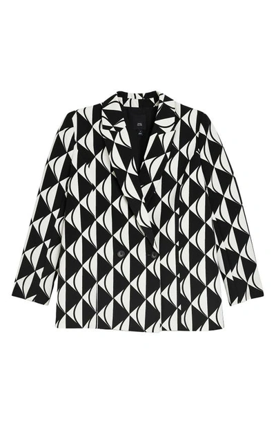 River Island Structured Double Breasted Blazer In Black