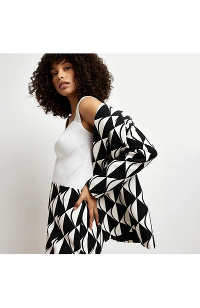 River Island Structured Double Breasted Blazer In Black