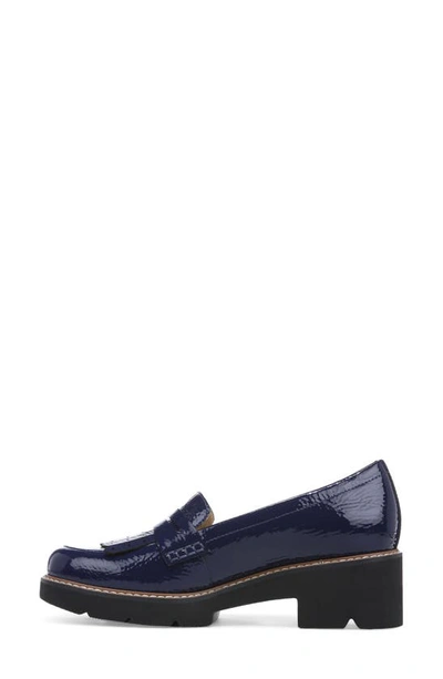 Shop Naturalizer Darcy Fringe Leather Loafer In Haven Blue Patent Leather