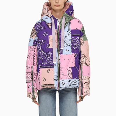 Shop Khrisjoy Pink/multicolour Paisley Print Down Jacket In Multicolor