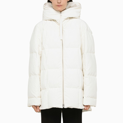 Shop Jil Sander White Oversize Quilted Puffer Jacket In Beige
