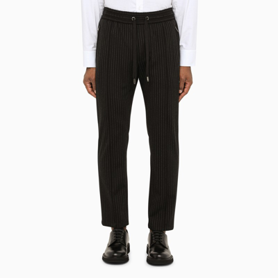 Shop Dolce & Gabbana Black Pinstripe Joggers In Multicolor