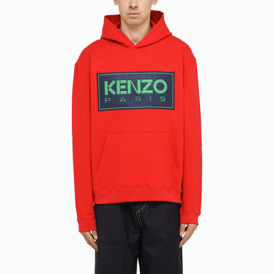 Shop Kenzo Red Cotton Hoodie With Logo