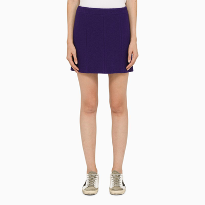 Shop Golden Goose Purple Wool Mini Skirt