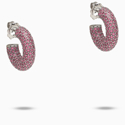 Shop Amina Muaddi | Rose Crystal Cameron Earrings In Pink