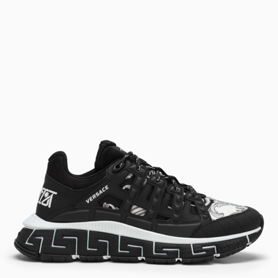 Shop Versace Black/white Trigreca Sneakers