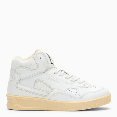 Shop Jil Sander | White Leather High Top Sneakers