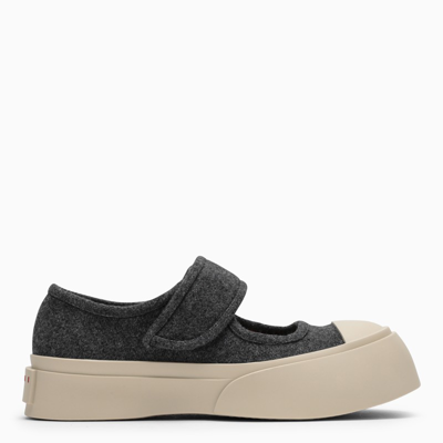 Shop Marni Grey Felt Pablo Mary Jane Sneakers