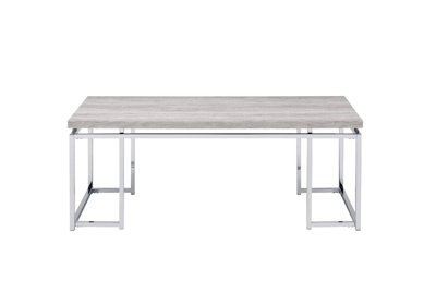 Shop Acme Furniture Chafik Coffee Table, Natural Oak & Chrome In Grey
