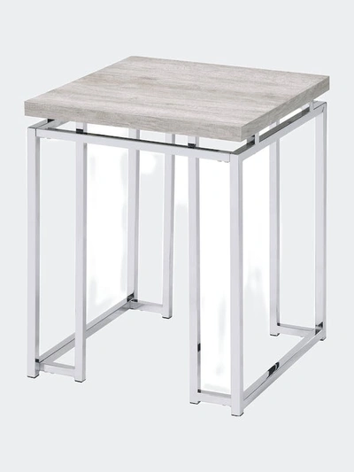 Shop Acme Furniture Chafik End Table, Natural Oak & Chrome In Grey