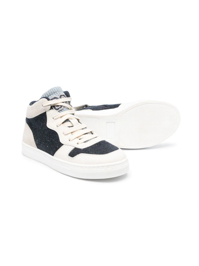 Shop Brunello Cucinelli Colour-block High-top Sneakers In Neutrals