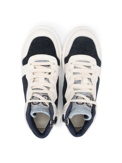 Shop Brunello Cucinelli Colour-block High-top Sneakers In Neutrals