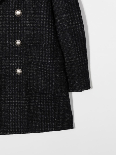 Shop Brunello Cucinelli Plaid-check Print Double-breasted Coat In Blue