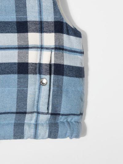Shop Brunello Cucinelli Plaid-check Print Hooded Gilet In Blue