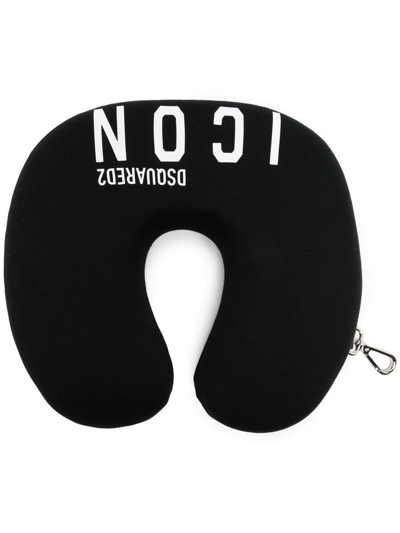 Dsquared2 Logo-print Cotton Travel Pillow In Black