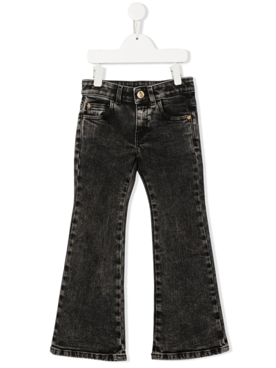 Shop Versace Mid-rise Flared Jeans In Black