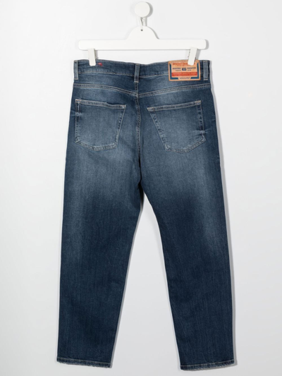 Shop Diesel Straight-leg Distressed Jeans In Blue