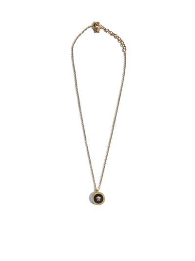 Shop Versace Necklace In Nero-oro