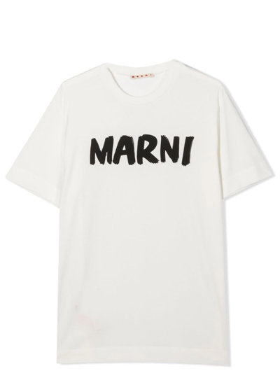 Shop Marni T-shirt With Print In Bianca