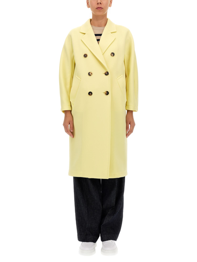Shop Max Mara Double-breasted Long-sleeved Coat In Giallo