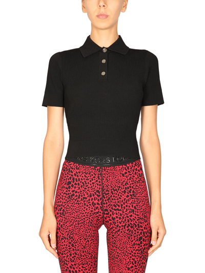 Shop Michael Michael Kors Polo Shirt With Logo Buttons In Nero