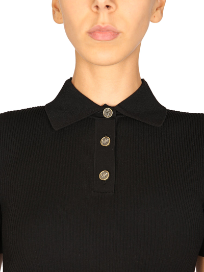 Shop Michael Michael Kors Polo Shirt With Logo Buttons In Nero