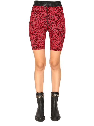 Shop Michael Michael Kors Cyclist Bermuda Shorts With Elastic Band In Rosso