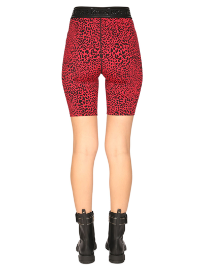 Shop Michael Michael Kors Cyclist Bermuda Shorts With Elastic Band In Rosso