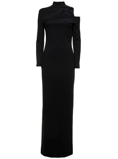Shop Solace London The Ares Black Maxi Dress With Graphic Shoulder Cut-out  Donna