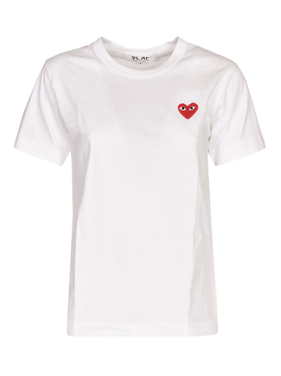 Shop Comme Des Garçons Play Round Neck T-shirt In White