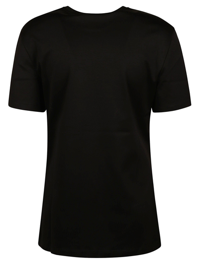 Shop Versace Logo Patched Fan Printed T-shirt In Black