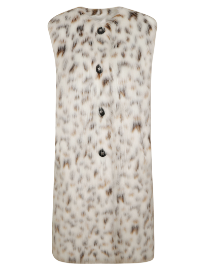 Shop Dolce & Gabbana Animalier Print Fur Embellished Sleeveless Coat In Multicolor